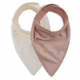 Lot de 2 bavoirs bandana velours- rose / écru