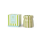 Bougie en céramique rayée verte - Bergamote, citron