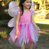 Robe papillon rose avec ailes et baguette (5/6 ans)