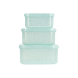 3 Boîtes à Lunch Aqua - Glitter Turquoise