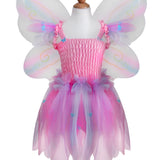 Robe papillon rose avec ailes et baguette (5/6 ans)