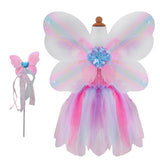 Robe papillon rose avec ailes et baguette (5/6 ans)