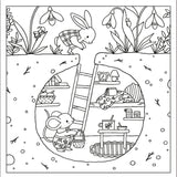 Coloriage cosy - Petits bonheurs entre amis de la forêt