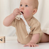 Attache tétine gaze coeurs - blanc