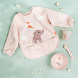 Bavoir à manches avec poche - playground - rose