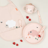 Bavoir élastique - tiny farm - rose