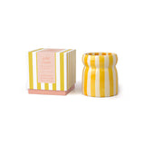 Bougie en céramique rayée jaune - Eucalyptus, patchouli