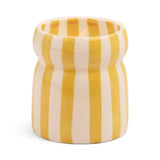 Bougie en céramique rayée jaune - Eucalyptus, patchouli