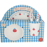 Set vaisselle mélanine - Vichy bleu