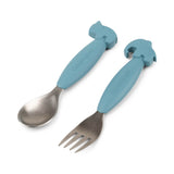Cuillère et fourchette easy-grip - deer friends - bleu