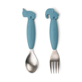 Cuillère et fourchette easy-grip - deer friends - bleu