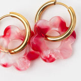 Boucles d'oreilles Fleurette - Rouge