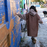 Poncho de pluie long Damiers Marron