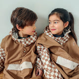 Poncho de pluie long Damiers Marron
