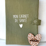 Protège carnet de santé gaze vert olive