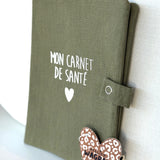 Protège carnet de santé gaze vert olive