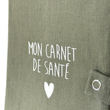 Protège carnet de santé gaze vert olive