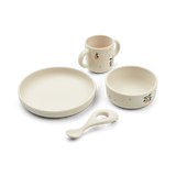 SET DE VAISSELLE EN SILICONE VIVI. PEACH / SEA SHELL MIX
