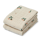 LOT DE 2 LANGES EN MOUSSELINE. peach
