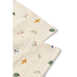 LOT DE 2 LANGES EN MOUSSELINE. Aviator Ecru