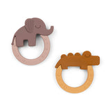 Anneau de dentition lot de 2 moutarde/rose