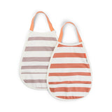 Bavoir élastique lot de 2 - stripes - papaye/rose