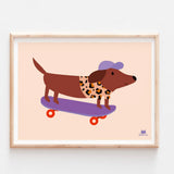 Affiche - Chien skateur casquette