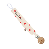 Attache tétine - Gaze coeurs rouges