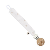 Attache tétine gaze coeurs - blanc