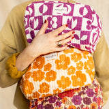 Small Trousse Gaya " Damier" - Fuchsia