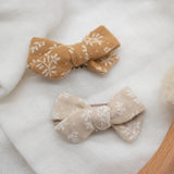 Duo de barrettes anti-glisse- caramel beige à feuillage écru