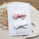Duo de barrettes vichy rose plumetis blanc