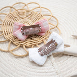Duo de barrettes vichy rose plumetis blanc