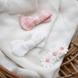 Lot de 3 noeuds vichy rose plumetis blanc