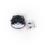 Porte-monnaie avec porte-clés, mini carnet et gommettes - Chat