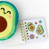 Porte-monnaie avec porte-clés, mini carnet et gommettes - Avocat