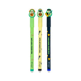 Lot de 3 stylos effaçables avocat