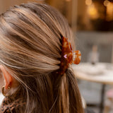 Pince à cheveux - Marron coeur rose
