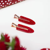 Set de 2 pinces à cheveux plates - Paillettes cherry