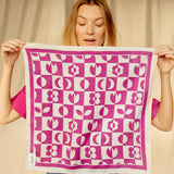 Small Foulard Vanika "Damier" - Fuchsia