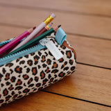 Trousse léopard - fermeture turquoise