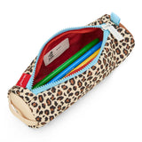 Trousse léopard - fermeture turquoise